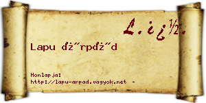 Lapu Árpád névjegykártya