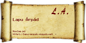 Lapu Árpád névjegykártya